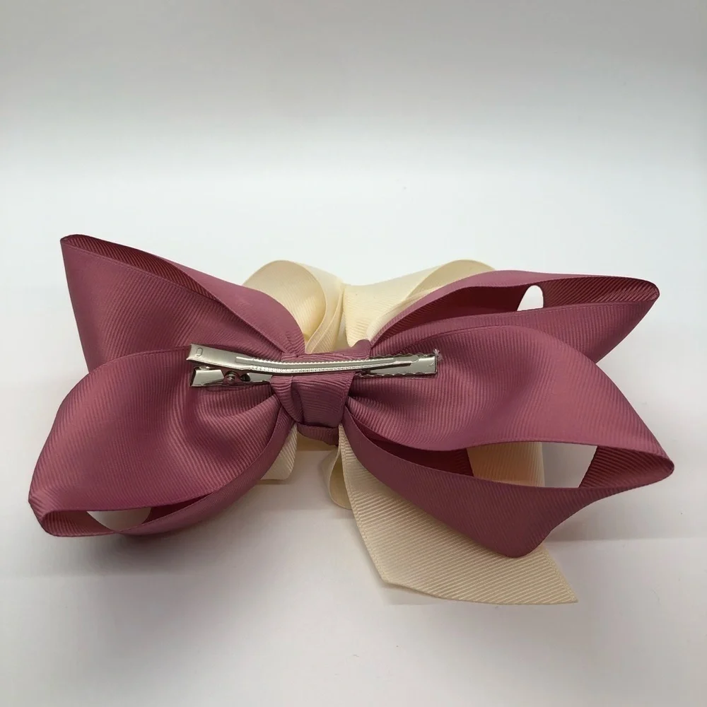 Gaby's Girls Cream & Mauve Oversized Bow